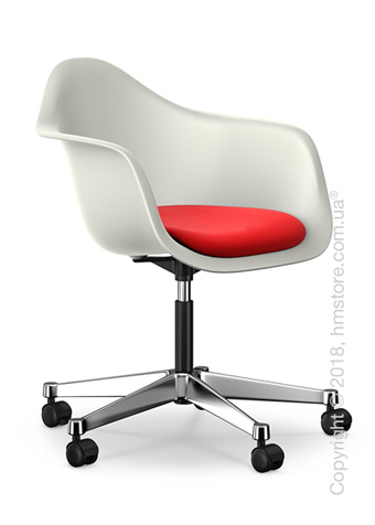 Кресло Vitra Eames Plastic Armchair PACC with seat upholstery, White shell, Red Poppy Red
