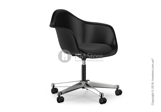 Кресло Vitra Eames Plastic Armchair PACC with seat upholstery, Basic Dark shell, Nero