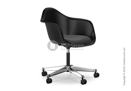 Кресло Vitra Eames Plastic Armchair PACC with seat upholstery, Basic Dark shell, Dark Grey