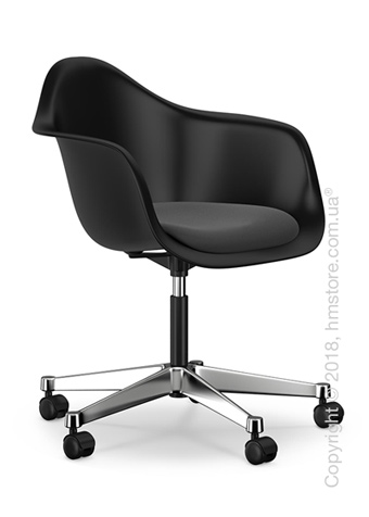 Кресло Vitra Eames Plastic Armchair PACC with seat upholstery, Basic Dark shell, Dark Grey