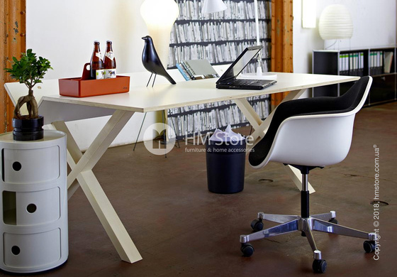 Кресло Vitra Eames Plastic Armchair PACC with seat upholstery, Cream shell, Nero