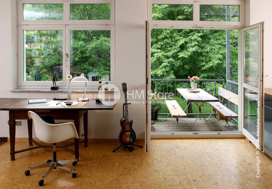 Кресло Vitra Eames Plastic Armchair PACC with seat upholstery, Cream shell, Nero