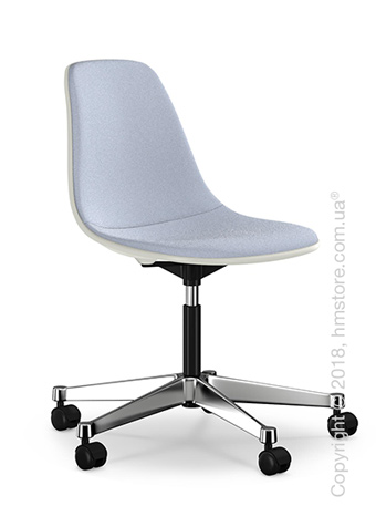 Кресло Vitra Eames Plastic Side Chair PSCC with full upholstery, White shell and Dark Blue Ivory