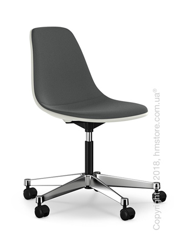 Кресло Vitra Eames Plastic Side Chair PSCC with full upholstery, White shell and Dark Grey