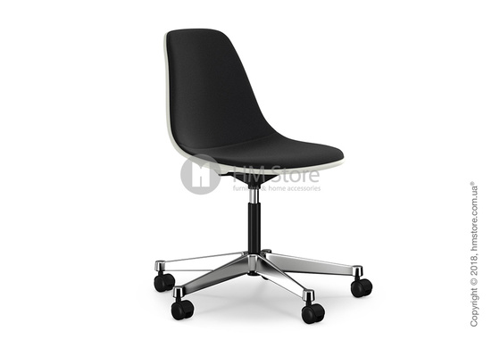 Кресло Vitra Eames Plastic Side Chair PSCC with full upholstery, White shell and Nero