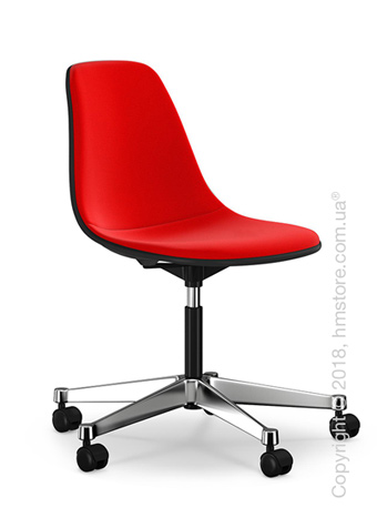 Кресло Vitra Eames Plastic Side Chair PSCC with full upholstery, Basic Dark shell and Red Poppy Red