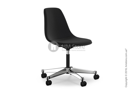 Кресло Vitra Eames Plastic Side Chair PSCC with full upholstery, Basic Dark shell and Nero