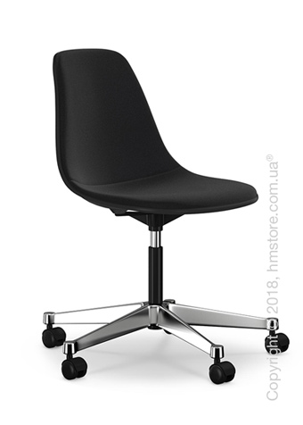 Кресло Vitra Eames Plastic Side Chair PSCC with full upholstery, Basic Dark shell and Nero
