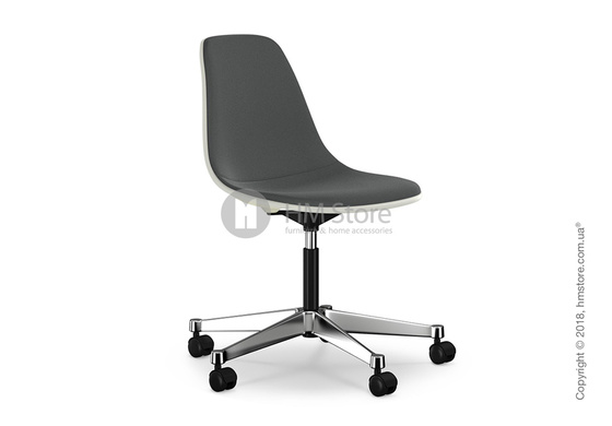 Кресло Vitra Eames Plastic Side Chair PSCC with full upholstery, Cream shell and Dark Grey