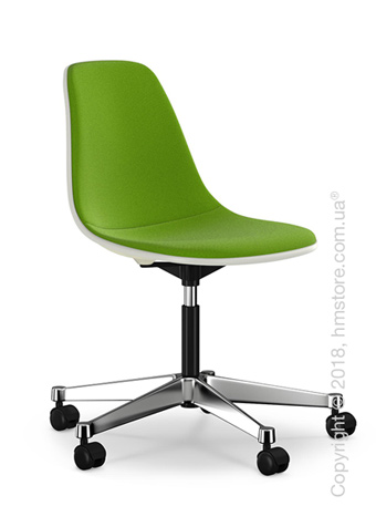 Кресло Vitra Eames Plastic Side Chair PSCC with full upholstery, Cream shell and Grass Green Forest