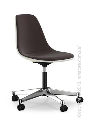 Кресло Vitra Eames Plastic Side Chair PSCC with full upholstery, Cream shell and Nero Moor Brown