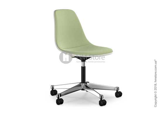 Кресло Vitra Eames Plastic Side Chair PSCC with full upholstery, Cream shell and Ivory Forest