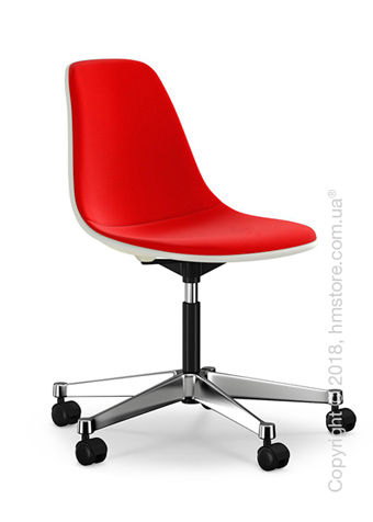 Кресло Vitra Eames Plastic Side Chair PSCC with full upholstery, Cream shell and Red Poppy Red