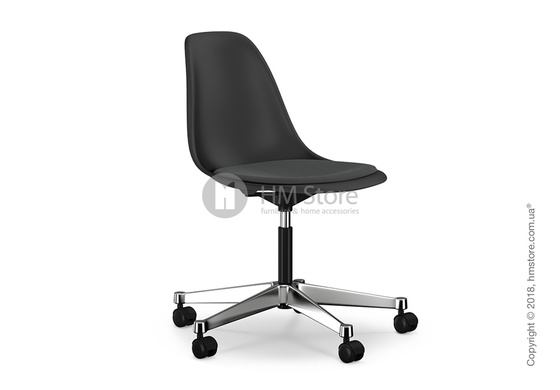 Кресло Vitra Eames Plastic Side Chair PSCC with seat upholstery, Basic Dark shell and Dark Grey