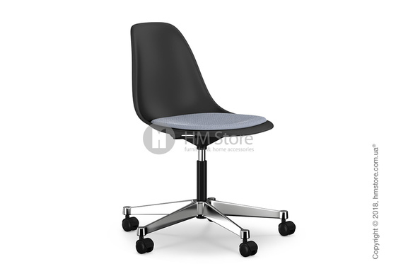 Кресло Vitra Eames Plastic Side Chair PSCC with seat upholstery, Basic Dark shell and Dark Blue Ivory