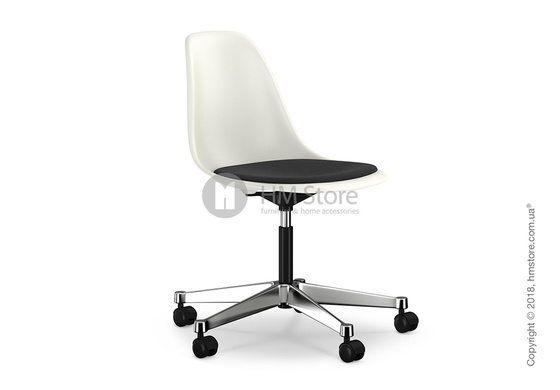 Кресло Vitra Eames Plastic Side Chair PSCC with seat upholstery, White shell and Nero