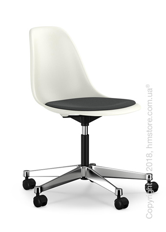 Кресло Vitra Eames Plastic Side Chair PSCC with seat upholstery, White shell and Dark Grey
