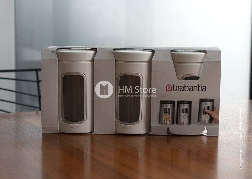 Распаковка набора емкостей для хранения сыпучих продуктов Brabantia Window 1,4 л