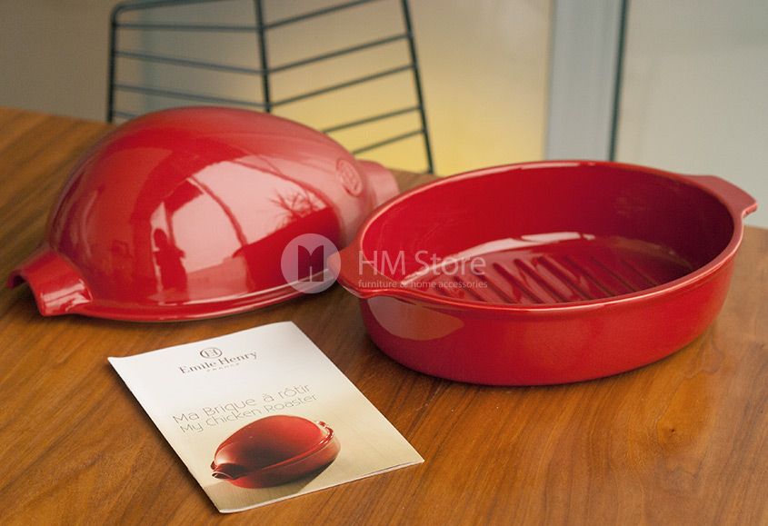 Керамическая форма для запекания курицы Emile Henry Ovenware, Burgundy