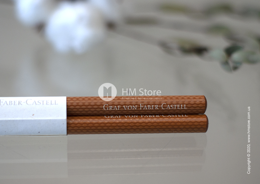 Гравировка на простых карандашах Graf von Faber-Castell 3 Graphite Pencils Guilloche, Cognac Brown