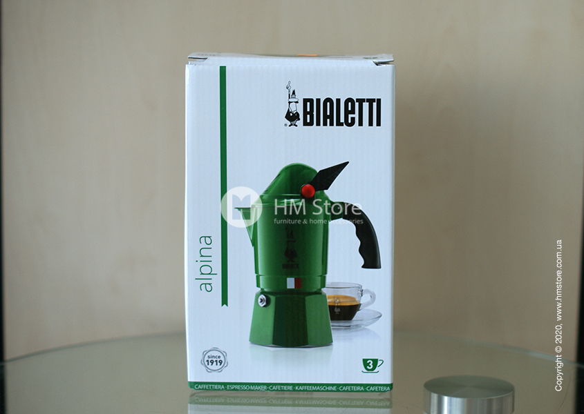 Упаковка гейзерной кофеварки Bialetti Break Alpina на 3 чашки, Green