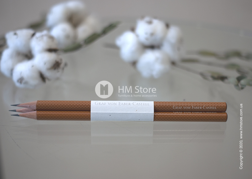 Комплект простых карандашей Graf von Faber-Castell 3 Graphite Pencils Guilloche, Cognac Brown